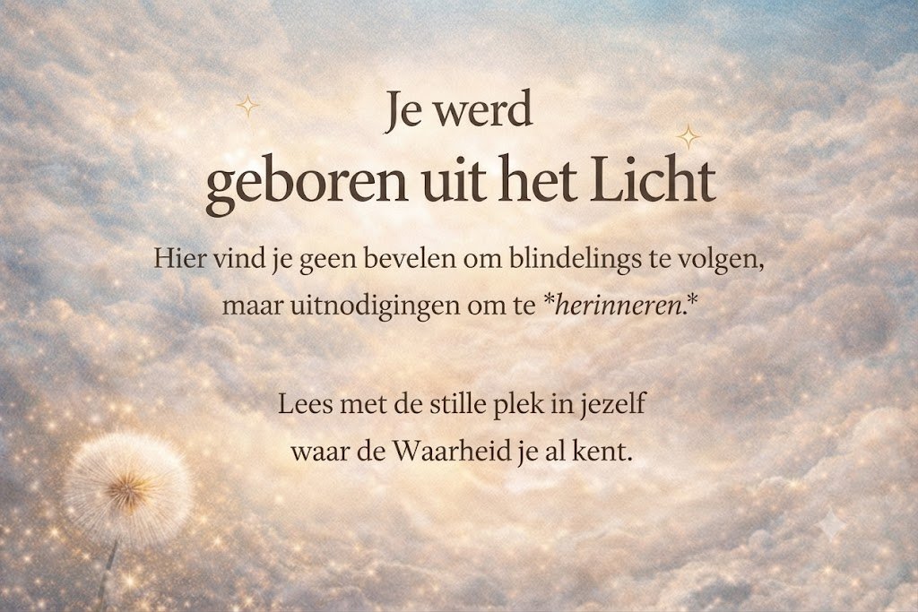 Je werd geboren uit het Licht — dichte lucht met wolken en een paardenbloem